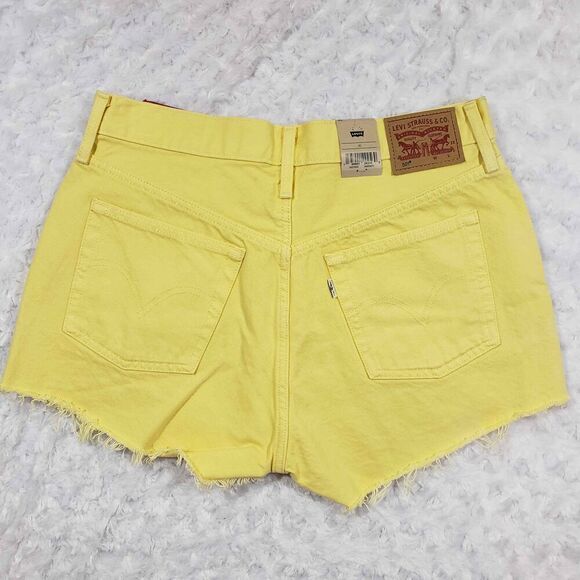 Levis 501 High Rise Yellow Denim Jean Shorts NWT womens size 30 summer everyday - Picture 8 of 11